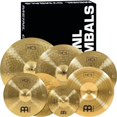 Abbildung von Meinl Cymbals HCS Super Schlagzeug Becken Set (Video) Box Pack mit 14 Zoll Hihat, 20 Ride, 16 Crash, 18 China und 10 Splash (25,40 50,80cm) Messing, traditionelles Finish (HCS SCS)
