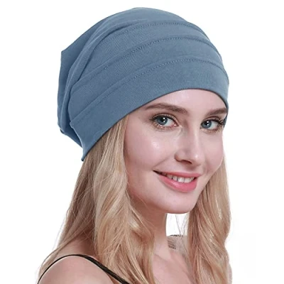 Abbildung von osvyo Baumwolle Chemo Hüte Soft Caps Krebs Kopfbedeckungen für Frauen Haarausfall versiegelt Verpackung Cerulean BLAU