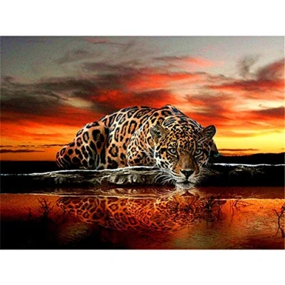 Abbildung von Yingxin34 Klassische Puzzles 1500 Teile, Leopard am Wasser Puzzle, Puzzle Kreative, Impossible Pädagogisches, Farbenfrohes für Erwachsene Kinder 35x23 Zoll (87 x 57cm)