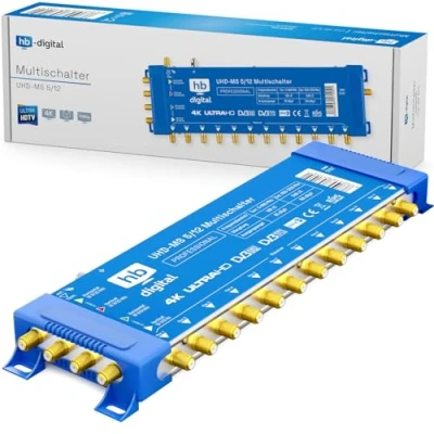 Abbildung von Multischalter pmse 5/12 HB DIGITAL 1x SAT bis 12 x Teilnehmer/Receiver für Full HDTV 3D 4K UHD mit Netzteil