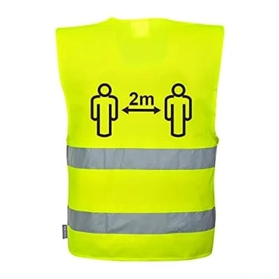 Abbildung von Portwest C406 Lightweight Social Distance Logo Vest with Hi Vis Reflective Tape, Large/XL, Yellow, C411