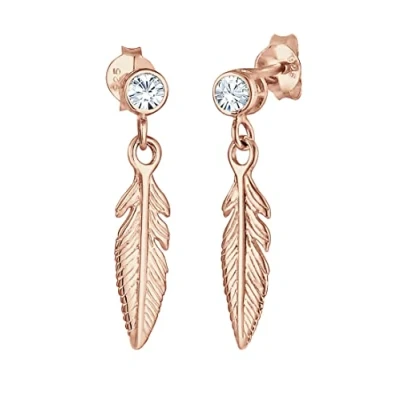 Abbildung von Elli Ohrringe Damen Ohrhänger Feder Boho mit Kristall in 925 Sterling Silber