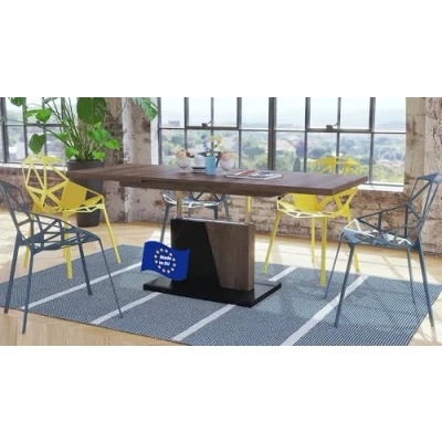 Abbildung von Mazzoni Design Couchtisch Tisch Grand Noir stufenlos höhenverstellbar ausziehbar 120 bis 180cm Esstisch (Eiche dunkel/Schwarz matt)