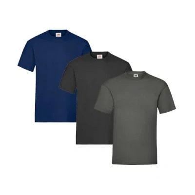 Abbildung von Fruit of the Loom Herren Heavy T Shirt 3er Pack, 1 x Schwarz, Marineblau, Graphit und HL Kauf Notizblock, XL