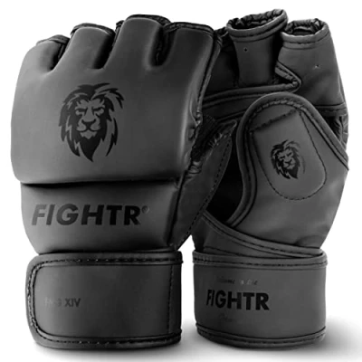 Abbildung von FIGHTR® Profi MMA Handschuhe für Grappling Sparring Training, Kickboxen Kampfsport Muay Thai Boxsack Sandsack Pratzen Boxen Männer und Frauen inkl. Tragetasche …