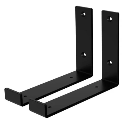 Abbildung von ML DESIGN Wandregalhalter Regalhalterung L Form aus Metall, Regalwinkel für Wandmontage, 2 tlg., Industrielle Wandregal Schwarz, Regalträger Regalhalterungen