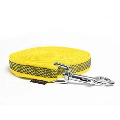 Abbildung von Mystique® Gummierte Schleppleine 20mm mit Handschlaufe Standard Karabiner gelb 10m