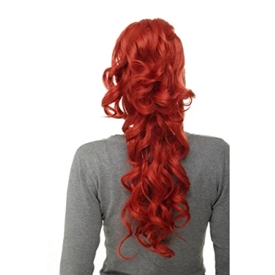 Abbildung von WIG ME UP Haarteil Zopf Pferdeschwanz voluminös lockig sehr lang 60 cm Mini Butterfly Klammer + Steckkämme Gummizug Rot Mix WK08 137