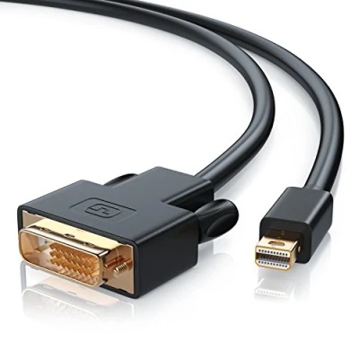 Abbildung von CSL Mini Displayport auf DVI Kabel 2m Full HD HDTV 1080p miniDP Dual Link 24 1 kompatibel mit Thunderbolt und 2 Ports Apple Lenovo Surface schwarz