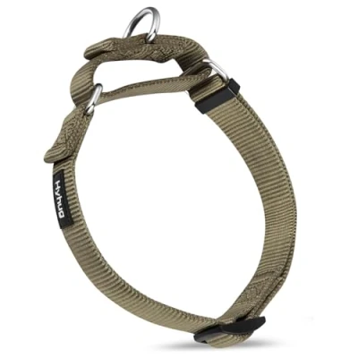 Abbildung von Hyhug langlebiges Nylon Erstickungshalsband, geeignet für den täglichen Gebrauch und das Training von kleinen, mittleren großen Hunden (Groß, Militärgrün)