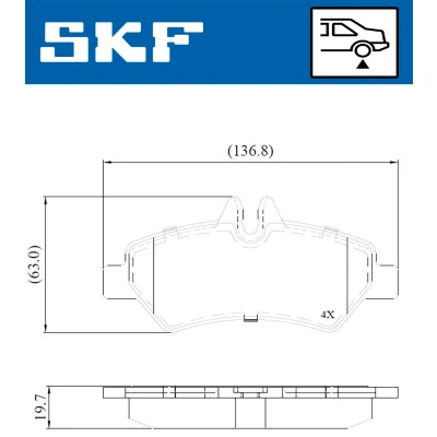 Abbildung von SKF VKBP 90071 E Bremsbelagsatz inkl. Verschleißwarnkontakt mit Zubehör MERCEDES BENZ: Sprinter 5 T Kastenwagen, 4.6 Pritsche/Fahrgestell