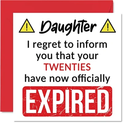Abbildung von Stuff4 Lustige Geburtstagskarte zum 30. Geburtstag für Tochter Your Twenties Have Expired Karte von Mama Papa Eltern, 145 mm x Banter Joke Humor Grußkarten Geschenk