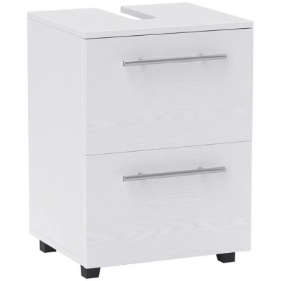 Abbildung von HOMCOM Waschbeckenunterschrank Unterschrank mit Schrankfach, Schublade, Waschtischunterschrank, Badunterschrank Kippschutz für wandmontierte Becken Weiß, 41,5 x 35,5 59 cm