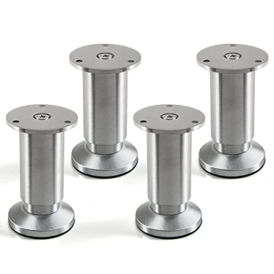 Abbildung von 4er Set Möbelfüße ALPHA verstellbar Tischfüße Alu gebürstet, belastbar bis 250 Kg, Höhe: 100 mm von SO TECH