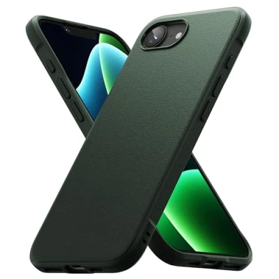 Abbildung von Ringke Onyx Kompatibel mit iPhone 16e Hülle (SE 4, 2025, 6,1 Zoll), [Fester Griff] rutschfest Elegantes Design Passgenaue TPU Stoßfest Kratzfest Einzigartige Textur HandyHülle Dark Green