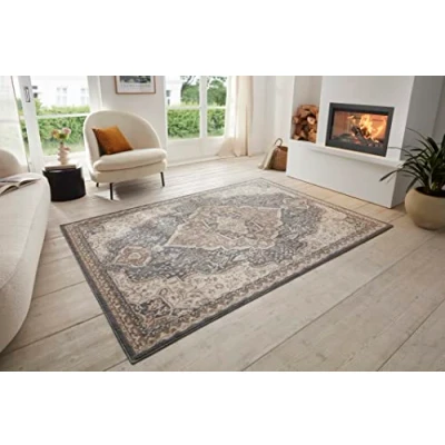 Abbildung von Hanse Home Orken Teppich Orientalisch Kurzflor Vintage Wohnzimmerteppich Weicher Orient ÖKO TEX Läufer für Schlafzimmer, Esszimmer, Wohnzimmer, Flur, Küche Schwarz Braun, 80x200cm