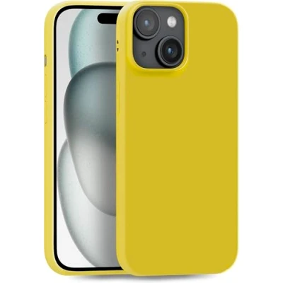 Abbildung von MyGadget Hülle kompatibel mit iPhone 15 robuste Silikon Schutzhülle TPU Case Slim Silikonhülle Back Cover Ultra Kratzfest Handyhülle matt Gelb
