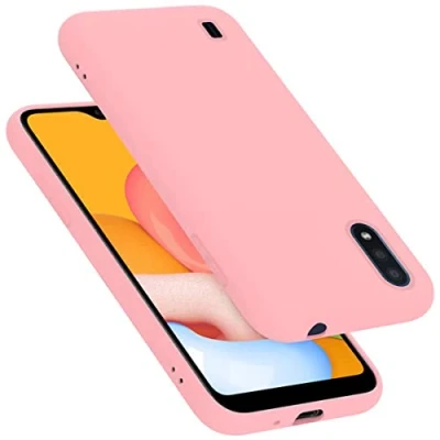 Abbildung von Cadorabo Hülle kompatibel mit Samsung Galaxy A01 Silikon Handyhülle für Case aus flüssigem kratzfeste und stoßfeste dünne TPU Schutzhülle LIQUID PINK