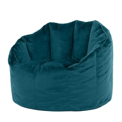 Abbildung von Icon Sitzsack Sessel „Sirena“, Blaugrün, Samt, Plüsch XL Erwachsene mit Füllung für das Wohnzimmer, Groß Indoor Sitzsäcke