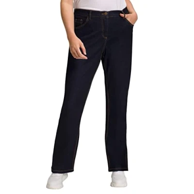Abbildung von Ulla Popken Damen Bootcut jeans Jeans, Dark Blue Denim, 32W / 32L EU