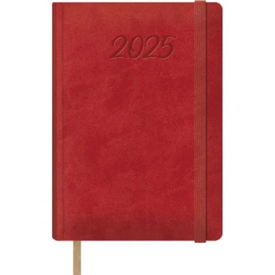 Abbildung von Dohe Kalender 2025, Tag pro Seite, A5 (15 x 21 cm), 12 Monate Januar bis Dezember, Hardcover aus Kunstleder, Planer auf Spanisch, Büromaterial Samba, Rot