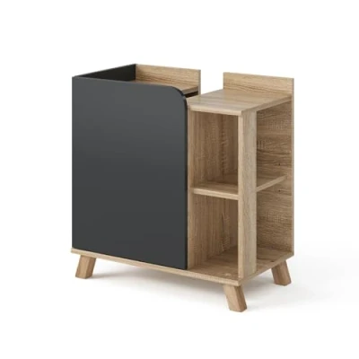 Abbildung von Vicco Waschbeckenunterschrank Karen, Sonoma/Anthrazit, 60 x 65 cm mit Tür und offenen Fächern