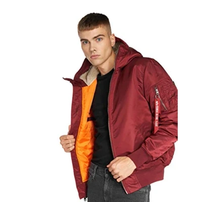 Abbildung von Alpha Industries MA1 Hooded Übergangsjacke, Herren, Größe: Medium, Burgundy