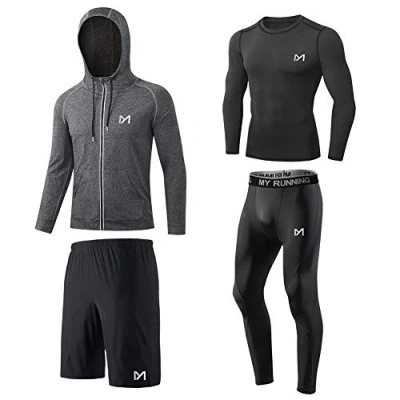 Abbildung von MEETYOO Kompressionsshirt Herren, Leggings Sport Laufhose Funktionsshirt Männer Jacke Kompressionshose Funktionswäsche für Running Gym Fitness