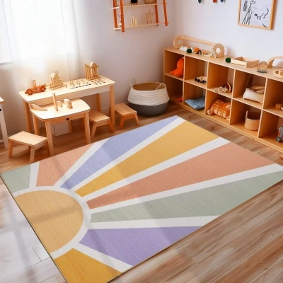 Abbildung von Kinderteppich Sonnenstrahlen, Carpettex, Rechteckig, Höhe: 7 mm, Jungen Mädchen Babyzimmer Teppich Kinderzimmer