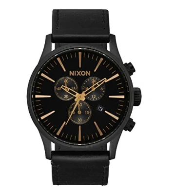 Abbildung von Nixon Herren Analog Quarz Uhr mit Leder Armband A405 3088 00