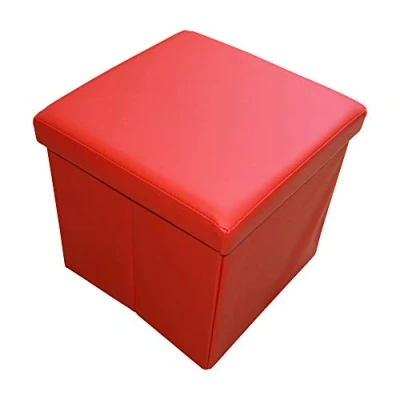 Abbildung von Style home Sitzhocker mit Stauraum, Faltbare Sitzbank, Sitztruhe aus Kunstleder, gepolstert Sitzwürfel Fußhocker, Aufbewahrungsbox Deckel, 38 * cm (Rot)
