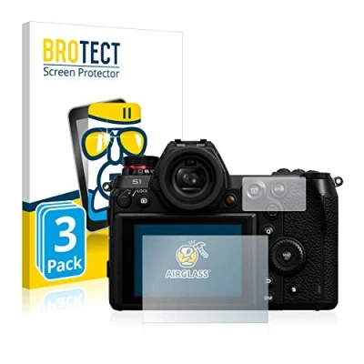 Abbildung von BROTECT Schutzglas für Panasonic Lumix DC S1 / S1R (3 Stück) Schutzfolie Panzer Folie Glas [Extrem Kratzfest 9H,