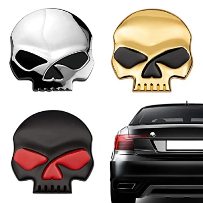 Abbildung von 3D Skull Aufkleber Motorrad 7 * 6.8cm Schädel Emblem Auto Kofferraum Styling Zubehör Abziehbilder