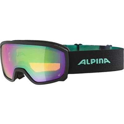 Abbildung von ALPINA SCARABEO JR. Q LITE Verspiegelte, Kontrastverstärkende OTG Skibrille Mit 100% UV Schutz Für Kinder, black aqua matt, One Size