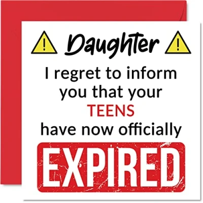 Abbildung von Lustige Geburtstagskarte zum 20. Geburtstag für Tochter Your Teens Have Expired Happy Birthday Karte von Mama Papa Eltern, 145 mm x Banter Joke Humor Grußkarten Geschenk