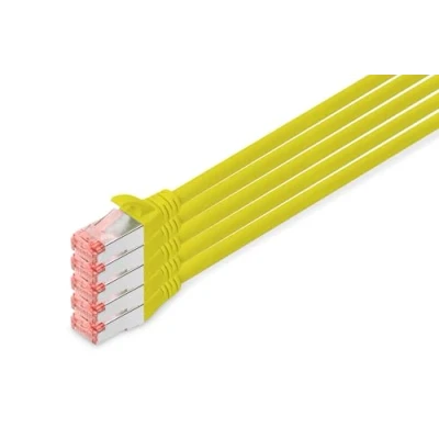 Abbildung von DIGITUS LAN Kabel Cat 6 10m 5 Stück RJ45 Netzwerkkabel S/FTP Geschirmt Kompatibel zu 6A &amp; 7 Gelb