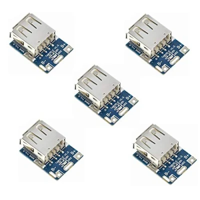 Abbildung von iHaospace 5 Stück Boost Step Up 5V 1A USB Voltage Converter Stromversorgungsmodul Power Supply Module Lithium Battery Charge Protection Board 134N3P DIY Charger and Micro Port