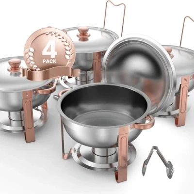 Abbildung von VEVOR Chafing Dish Set Buffet Speisenwärmer Edelstahl 4,7L 4 Stk. Roségold