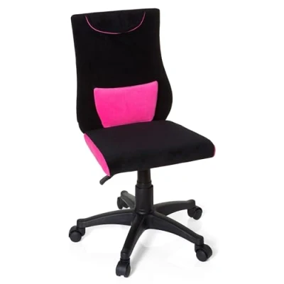 Abbildung von hjh OFFICE 670490 Kinderschreibtischstuhl KIDDY PRO Stoff Schwarz/Pink ergonomischer Jugend Drehstuhl, höhenverstellbar