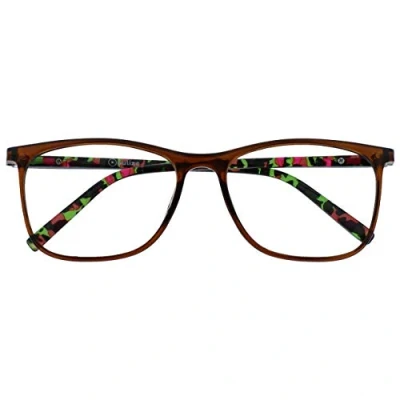 Abbildung von OPULIZE Arc Lesebrille Stilvolle Schlank Rechteckig Rahmen Gemusterte Bügel Federscharniere Kratzfest Braun Herren Damen R66 2 +2.50