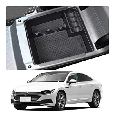 Abbildung von 【Verbesserte Version】 V W Arteon 2 / Passat B8 Variant Mittelkonsole Handschuhfach für Armlehne Organizer Aufbewahrungsbox Mit Rutschfestermatte Autozubehör