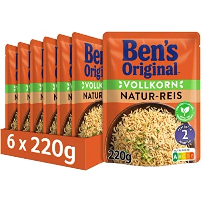 Abbildung von BEN&#039;S ORIGINAL Express Reis Naturreis, ideale Zubereitung von Gerichten in der Pfanne, 6 Packungen (6 x 220g)
