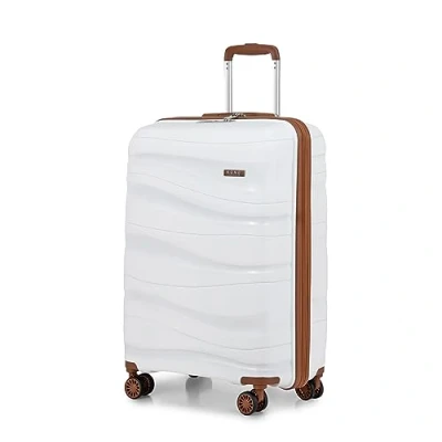 Abbildung von KONO Handgepäck Koffer Trolleys 56cm Leicht Hartschalenkoffer Reisekoffer mit 4 Rollen und TSA Schloss, 56x39x20.5cm, 39Liter, Zwillingsrollen Polypropylen Rollkoffer (Weiß, M)