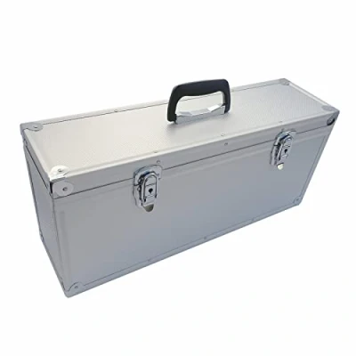 Abbildung von Aluminium Koffer Silber mit Würfelschaum Entnehmbarer Deckel Alu Werkzeugkoffer (LxBxH) 550 x155 x 240 mm