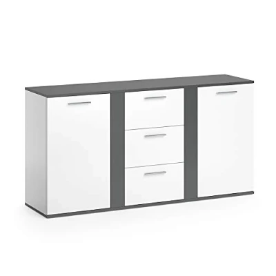 Abbildung von Vicco Kommode Novelli, Anthrazit/Weiß, 155 x 80 cm mit Schubladen