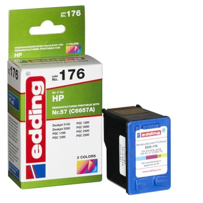 Abbildung von edding Druckerpatrone EDD 176 Einzelpatrone 3 Farbig 17 ml Reichweite 500 Seiten Ersetzt HP 57 (C6657A)