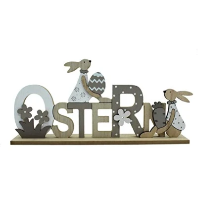 Abbildung von DARO DEKO Holz Hase Ostern Schriftzug 29 x 14cm 1 Stück