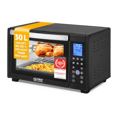 Abbildung von TZS FIRST AUSTRIA Minibackofen Mini Backofen, 30L, 1600 Watt, Digitalanzeige, Elektroofen, Pizzaofen, für den Tischgebrauch, Backen &amp; Grillen, inkl. Drehspieß