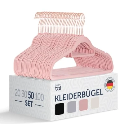Abbildung von Blumtal Kleiderbügel Rutschfest Samtoptik Platzsparend, (50 tlg), Premium inkl. Krawattenhalter, 360 drehbar, Anti Rutsch Bügel