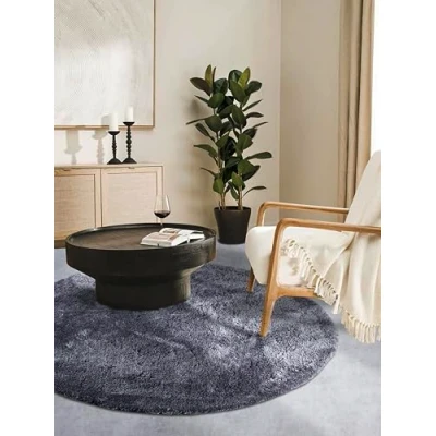 Abbildung von Hanse Home Olaf Teppich Rund Flauschiger Hochflor Wohnzimmerteppich Einfarbig Weich Pflegeleicht Langflor für Wohnzimmer, Esszimmer, Schlafzimmer, Kinderzimmer Grau, 160cm